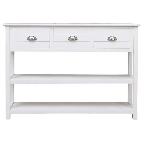 Skænk 108x30x76 cm massivt kejsertræ hvid