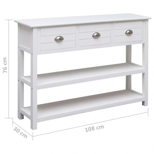 Skænk 108x30x76 cm massivt kejsertræ hvid