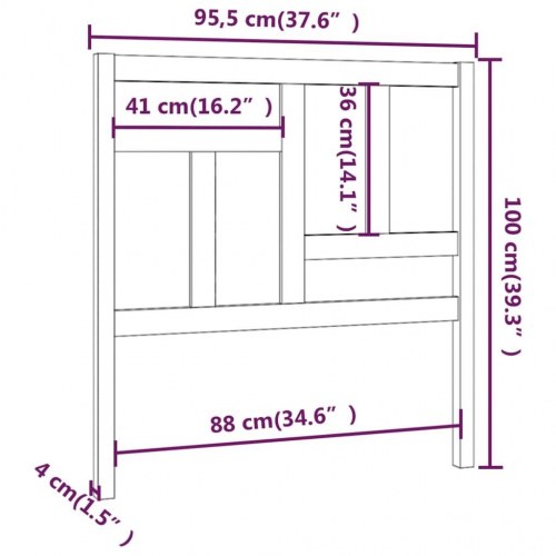 Sengegavl 95,5 × 4 × 100 cm - massivt fyrretræ, grå