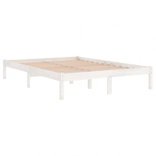 Sengeramme 135x190 cm dobbelt massivt fyrretræ hvid