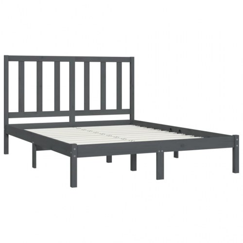 Sengestel 135x190 cm Double massivt fyrretræ grå