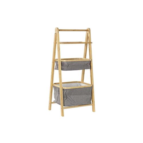 Badeværelse reol Natur Grå Polyester Bambus (45 x 32 x 98 cm)