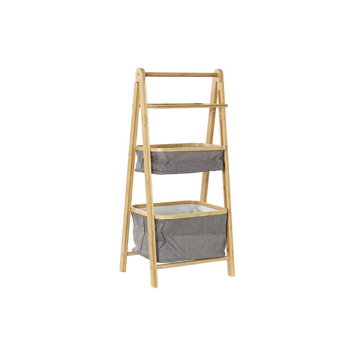 Badeværelse reol Natur Grå Polyester Bambus (45 x 32 x 98 cm)
