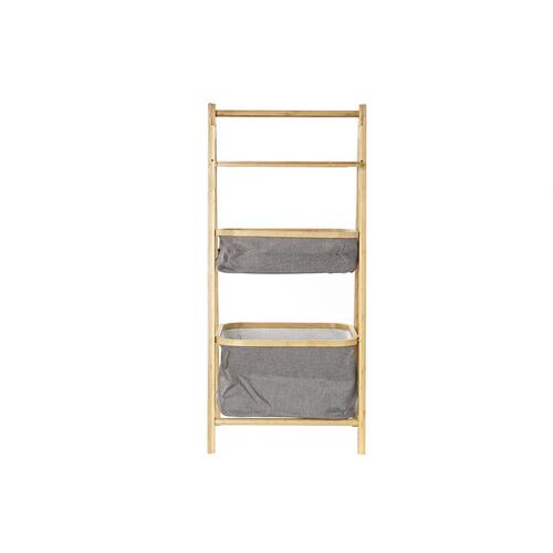 Badeværelse reol Natur Grå Polyester Bambus (45 x 32 x 98 cm)