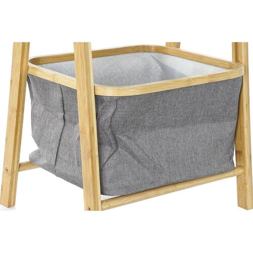 Badeværelse reol Natur Grå Polyester Bambus (45 x 32 x 98 cm)