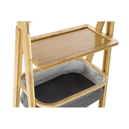 Badeværelse reol Natur Grå Polyester Bambus (45 x 32 x 98 cm)