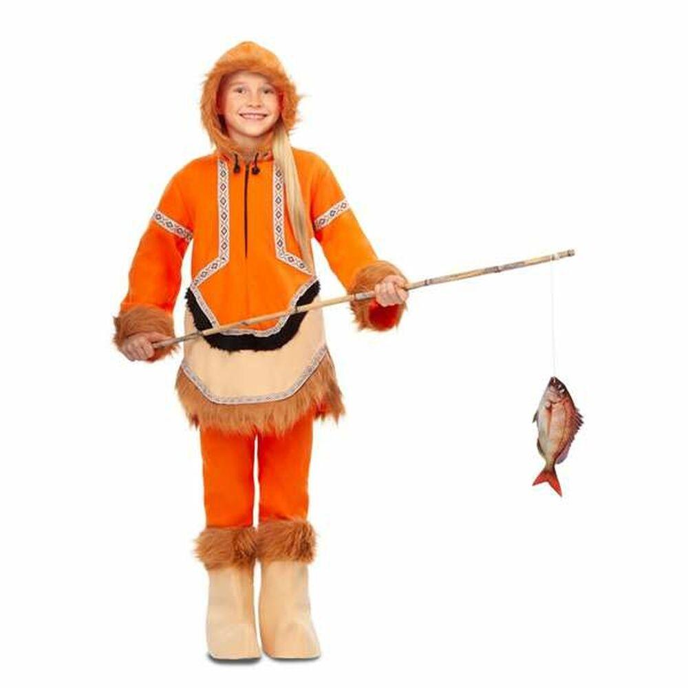 Eskimo-kostume til børn - orange, str. M (5-6 år)