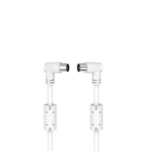 Hama antennekabel 5 m - vinklet, han/hun - hvid