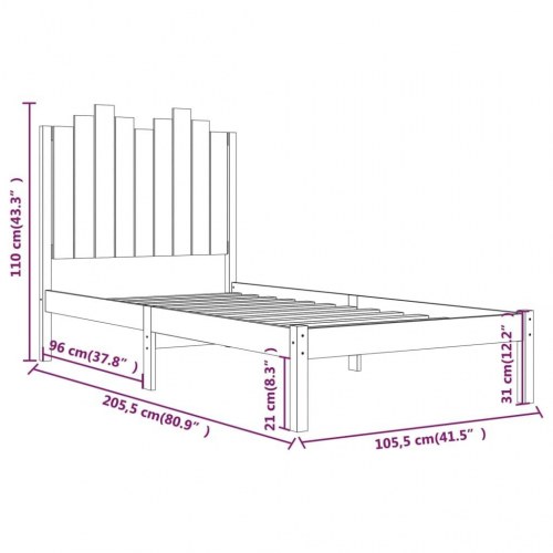 Sengeramme 100x200 cm massivt fyrretræ