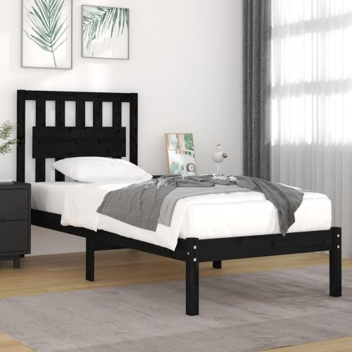 Sengeramme 75x190 cm Small Single massivt fyrretræ sort