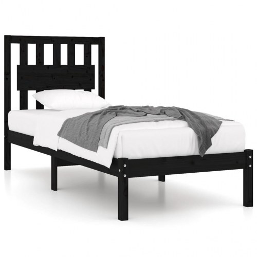 Sengeramme 75x190 cm Small Single massivt fyrretræ sort