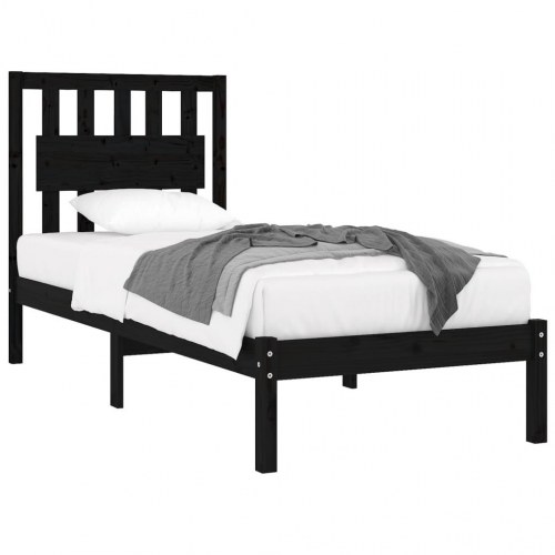 Sengeramme 75x190 cm Small Single massivt fyrretræ sort