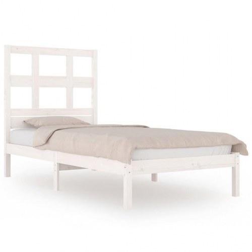 Sengeramme uden madras 75x190 cm massivt fyrretræ hvid