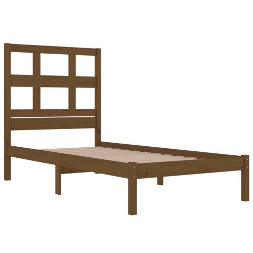 Sengeramme 100x200 cm massivt fyrretræ gyldenbrun