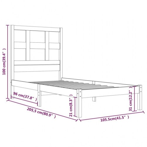 Sengeramme 100x200 cm massivt fyrretræ gyldenbrun
