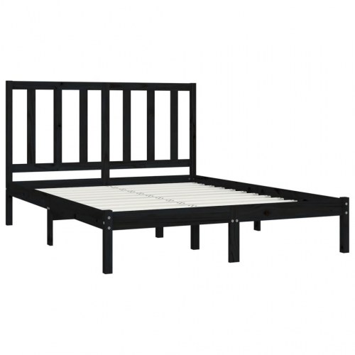 Sengeramme i massivt fyrretræ 140 x 190 cm - sort