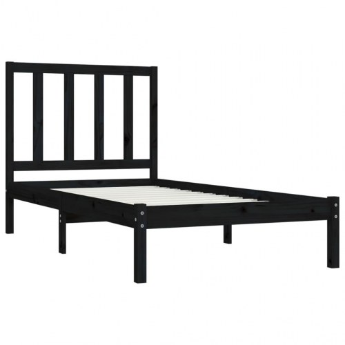 Sengeramme 100x200 cm massivt fyrretræ sort