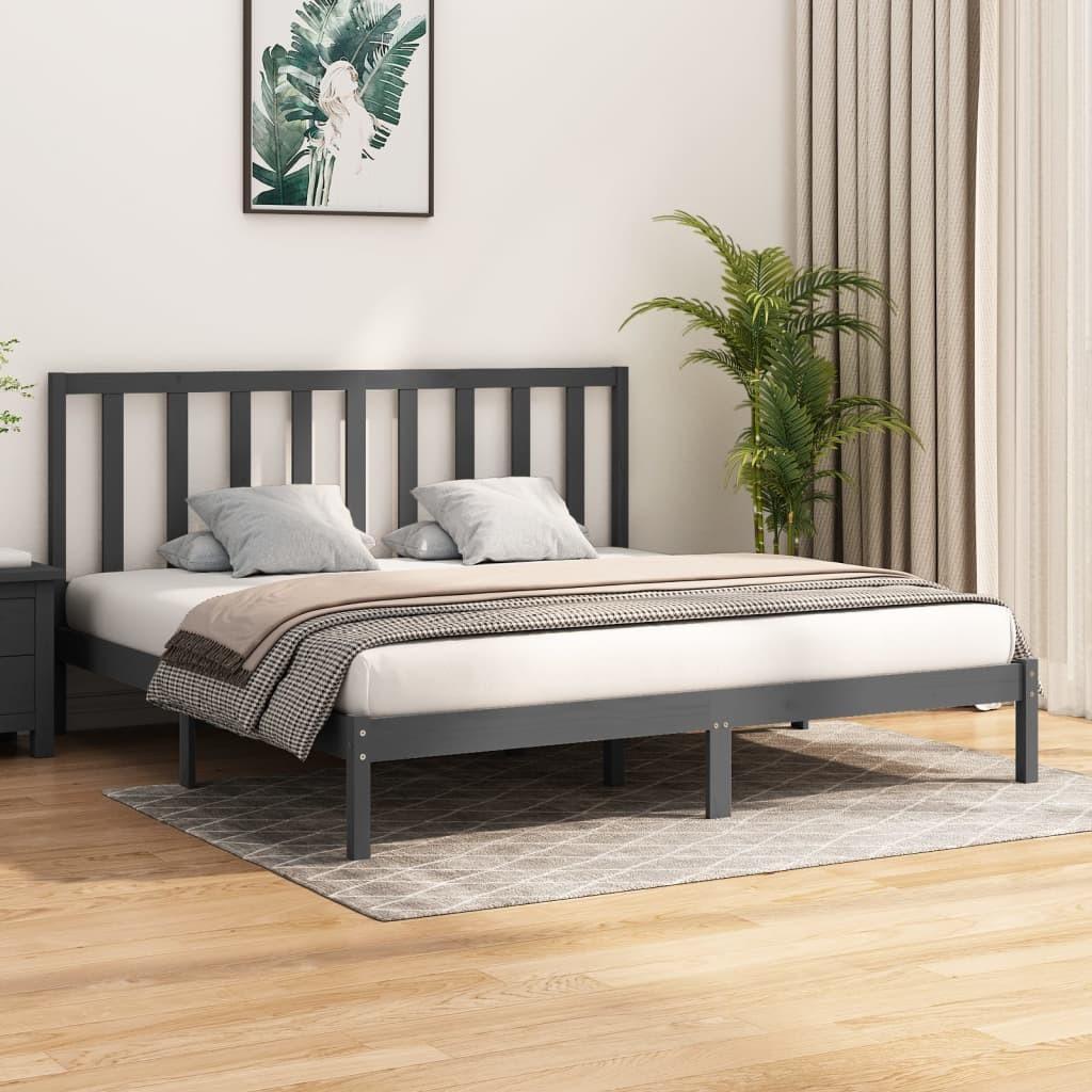 Sengeramme Small Single Massivt Fyrretræ - Grå / 200 x 200 cm