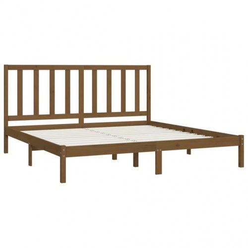 Sengeramme 200 x 200 cm i massivt fyrretræ - gyldenbrun