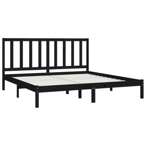 Sengeramme 200 x 200 cm i massivt fyrretræ - sort