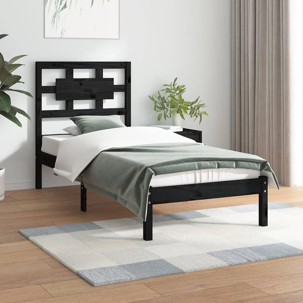 Sengeramme 100x200 cm massivt fyrretræ sort