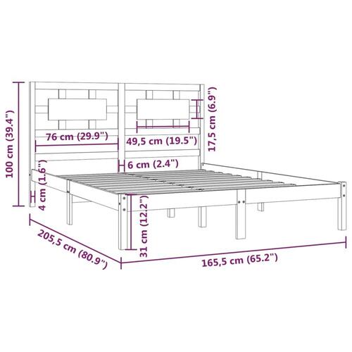 Sengeramme uden madras 160x200 cm massivt fyrretræ