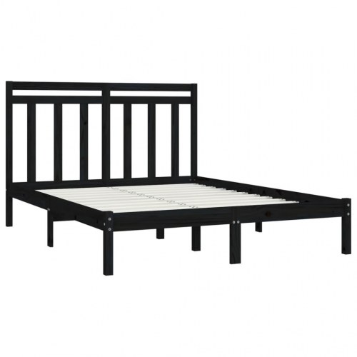 Sengeramme 140x200 cm massivt træ sort