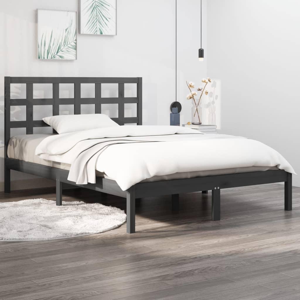 Sengeramme 150x200 cm King Size massivt fyrretræ grå