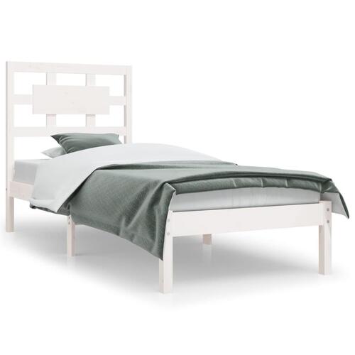 Sengeramme uden madras 90x200 cm massivt fyrretræ hvid