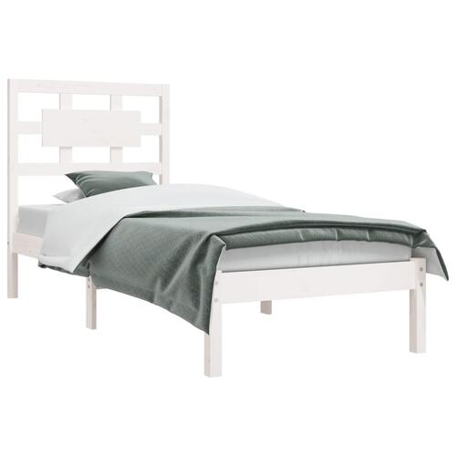 Sengeramme uden madras 90x200 cm massivt fyrretræ hvid