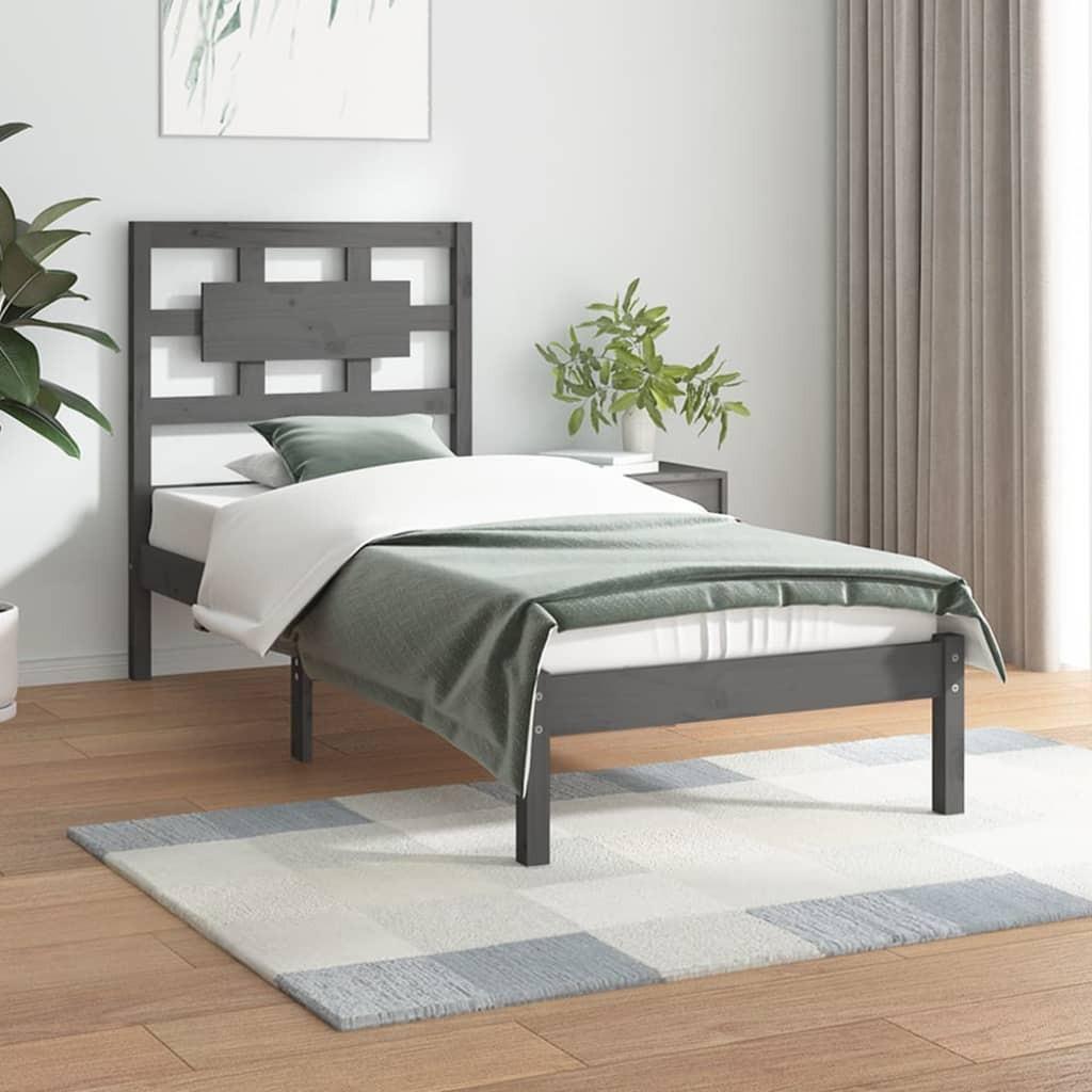 Sengeramme 100x200 cm massivt fyrretræ grå