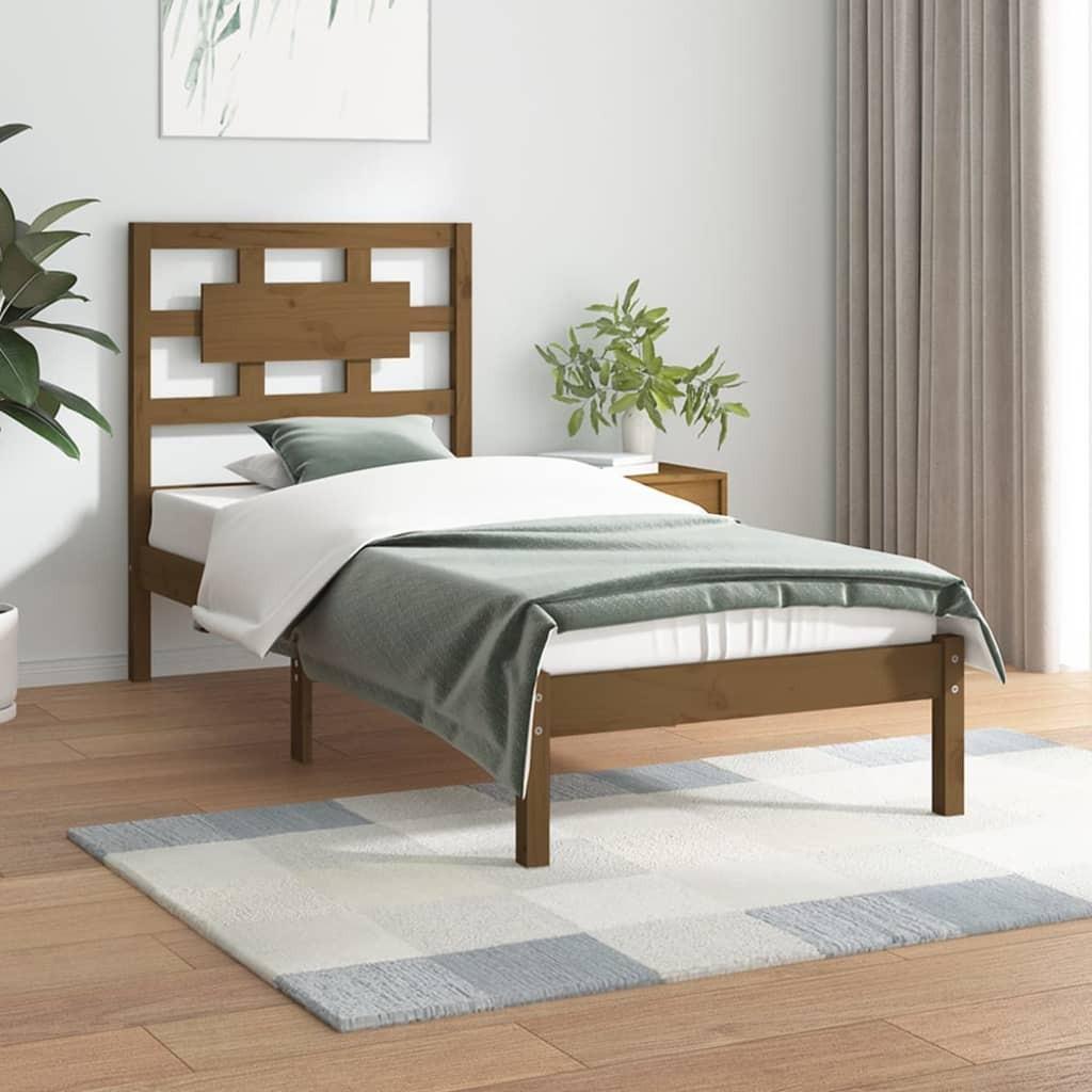 Sengeramme 100x200 cm massivt fyrretræ gyldenbrun