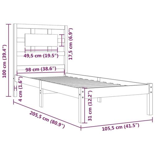 Sengeramme 100x200 cm massivt fyrretræ gyldenbrun