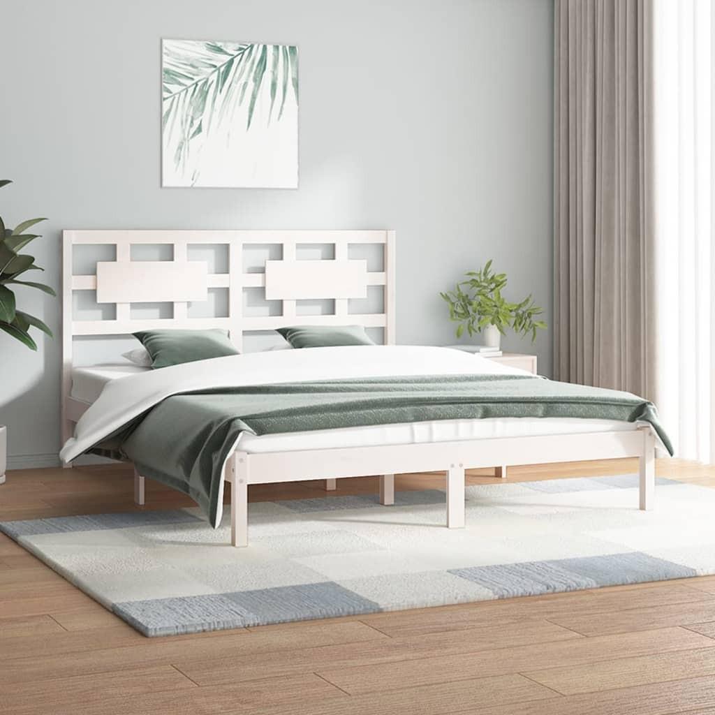Sengeramme uden madras 120x200 cm massivt fyrretræ hvid