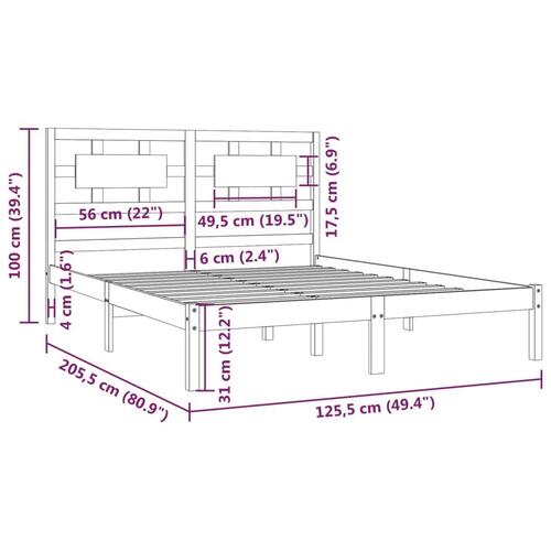 Sengeramme uden madras 120x200 cm massivt fyrretræ hvid