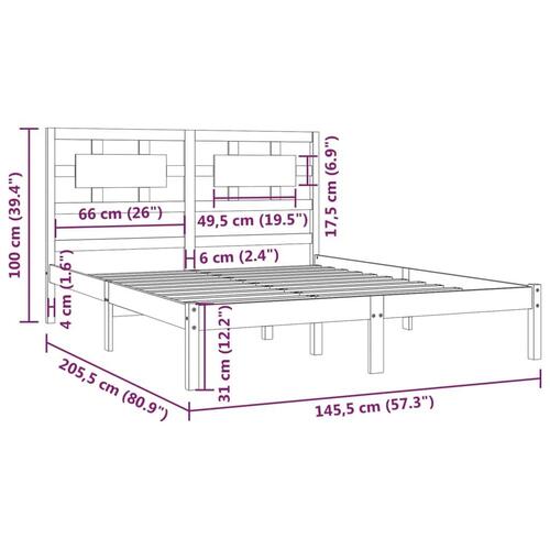 Sengeramme uden madras 140x200 cm massivt fyrretræ hvid