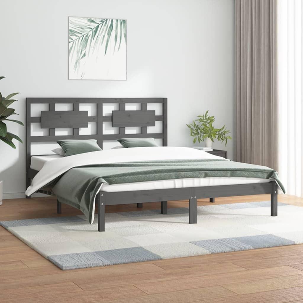 Sengeramme 150x200 cm King Size massivt fyrretræ grå