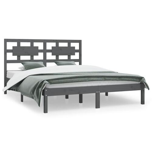 Sengeramme 150x200 cm King Size massivt fyrretræ grå
