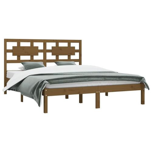 Sengeramme 150x200 cm King Size massivt fyrretræ gyldenbrun