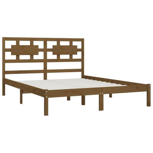 Sengeramme 150x200 cm King Size massivt fyrretræ gyldenbrun