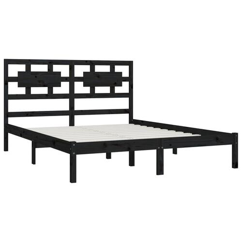 Sengeramme 150x200 cm King Size massivt fyrretræ sort