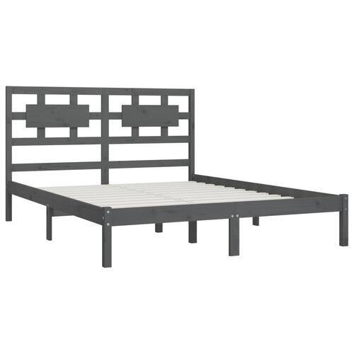 Sengeramme 160x200 cm massivt fyrretræ grå