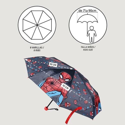 Foldbar Paraply Spiderman Grå (Ø 92 cm)