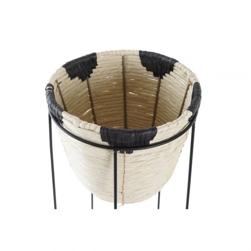 Urtepotte med stativ - natur/sort metal, kolonistil, 30 × 30 × 62 cm