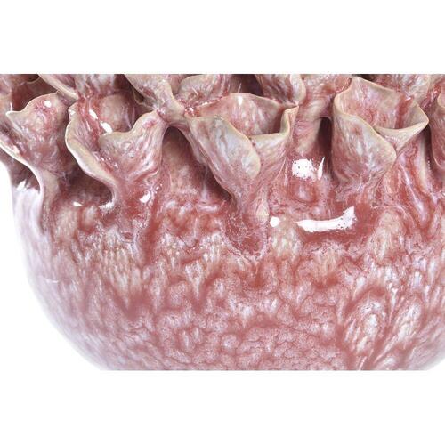 Vase Pink Turkisblå Stentøj Blomst Middelhavet 17 x 17 x 13,5 cm 19 x 19 x 13,5 cm (2 enheder)