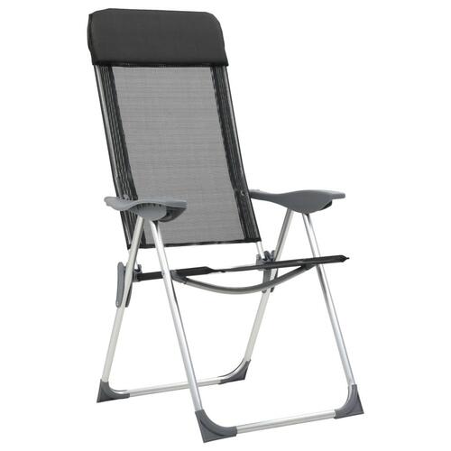 Foldbare campingstole 2 stk. aluminium sort