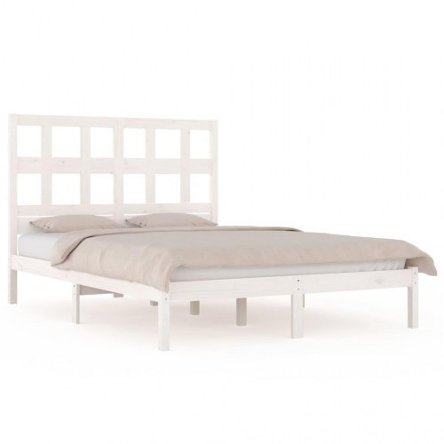 Sengeramme uden madras 140x200 cm massivt fyrretræ hvid