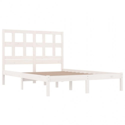 Sengeramme uden madras 140x200 cm massivt fyrretræ hvid