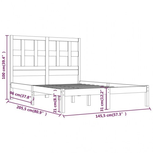 Sengeramme uden madras 140x200 cm massivt fyrretræ hvid