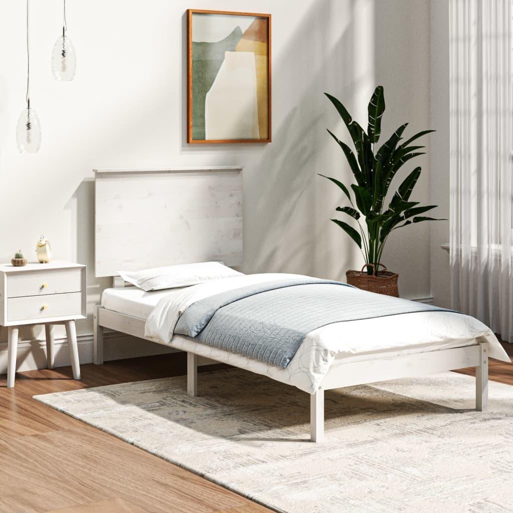 Sengeramme 90x190 cm - single i massivt fyrretræ, hvid